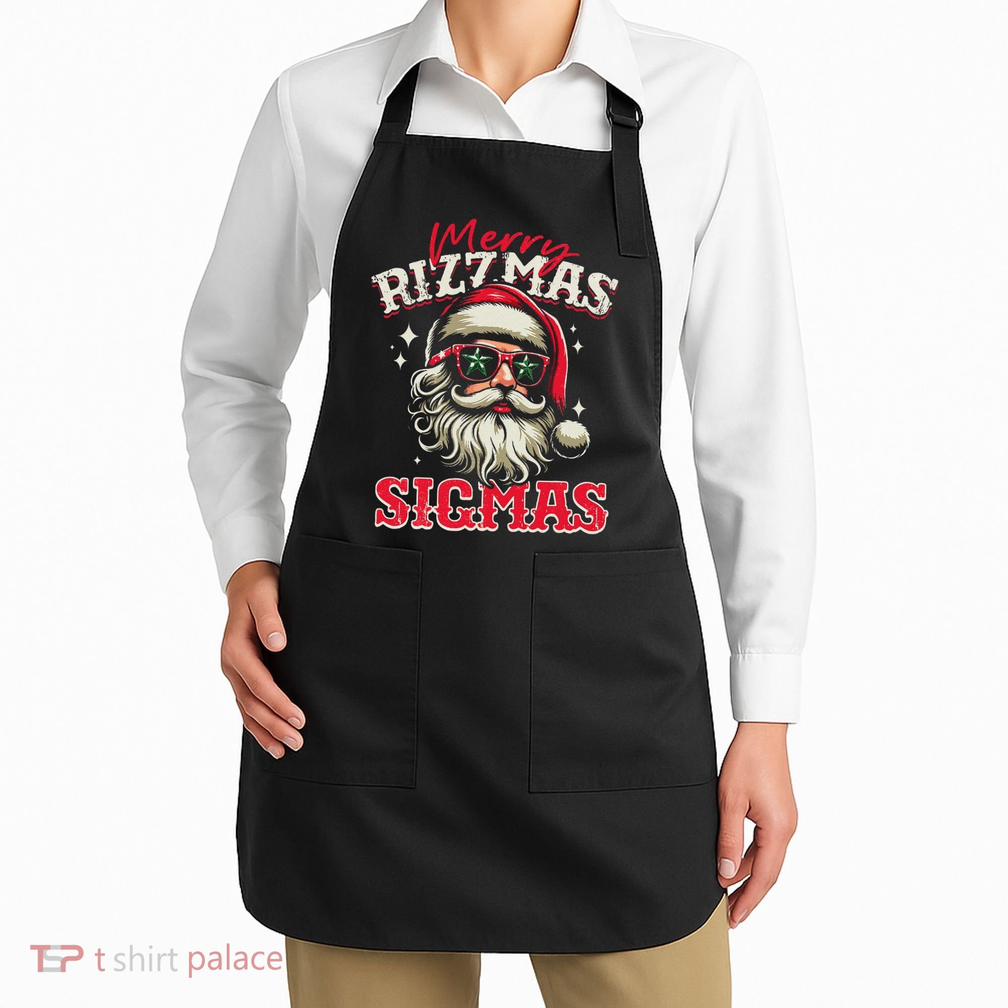 Skibid.I Rizzmas Christmas Rizz Santa Claus Charisma Cool Apron