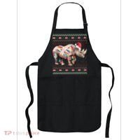 Santa Rhino Christmas Lights Ugly Sweater Racoon Lover Xmas Apron thumb 0