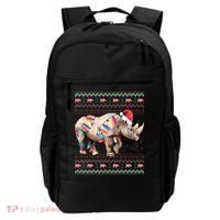 Santa Rhino Christmas Lights Ugly Sweater Racoon Lover Xmas Backpack thumb 0