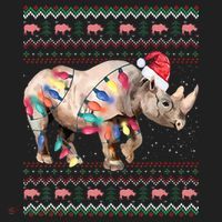 Santa Rhino Christmas Lights Ugly Sweater Racoon Lover Xmas Beanie thumb 2