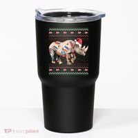 Santa Rhino Christmas Lights Ugly Sweater Racoon Lover Xmas Tumbler thumb 0