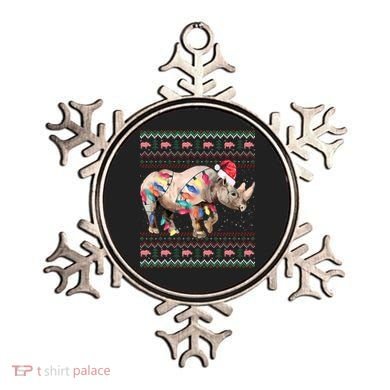 Santa Rhino Christmas Lights Ugly Sweater Racoon Lover Xmas Ornament