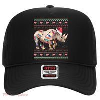 Santa Rhino Christmas Lights Ugly Sweater Racoon Lover Xmas Hat thumb 0