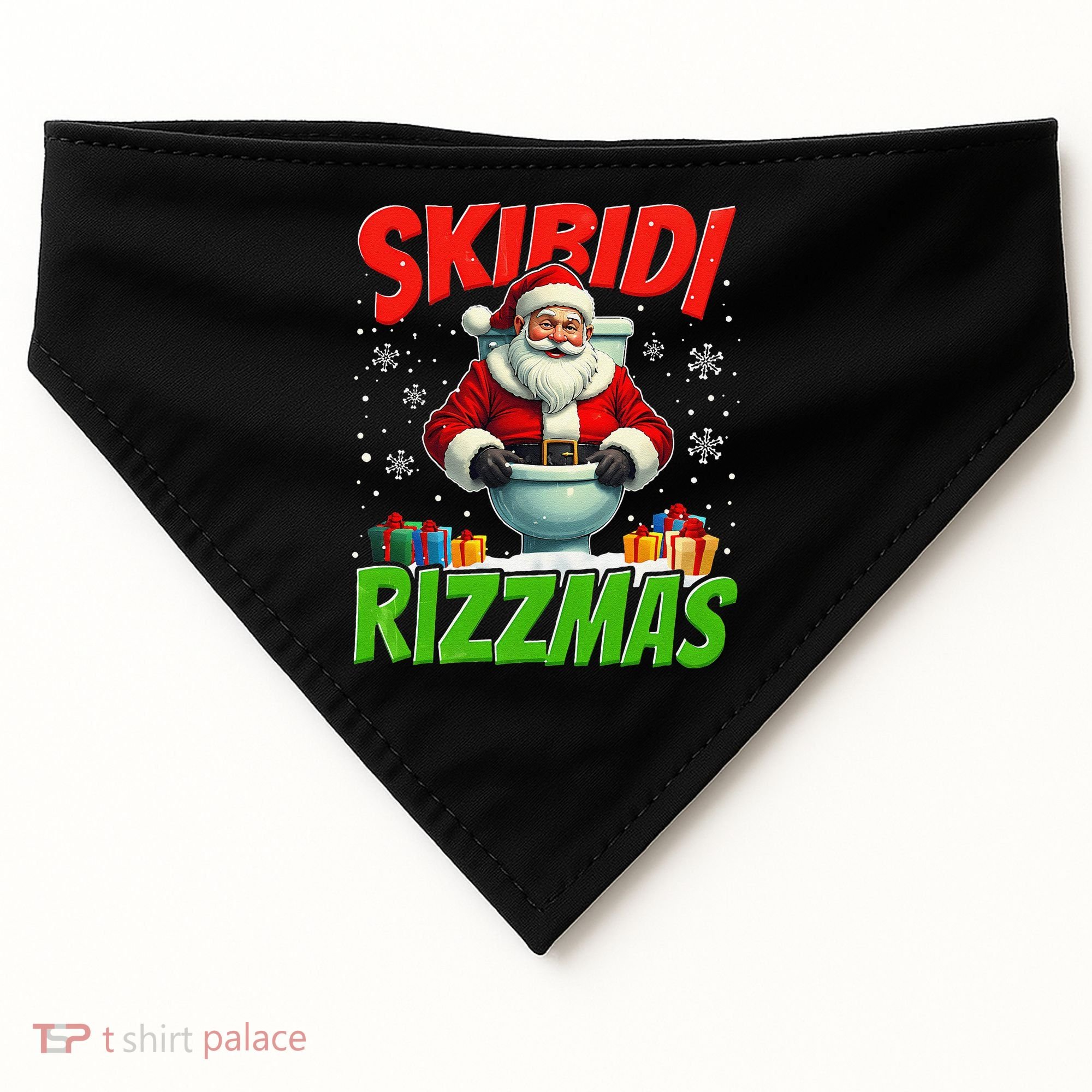 Skibid.I Rizzmas Christmas Rizz Santa Claus Charisma Cool USA-Made Doggie Bandana