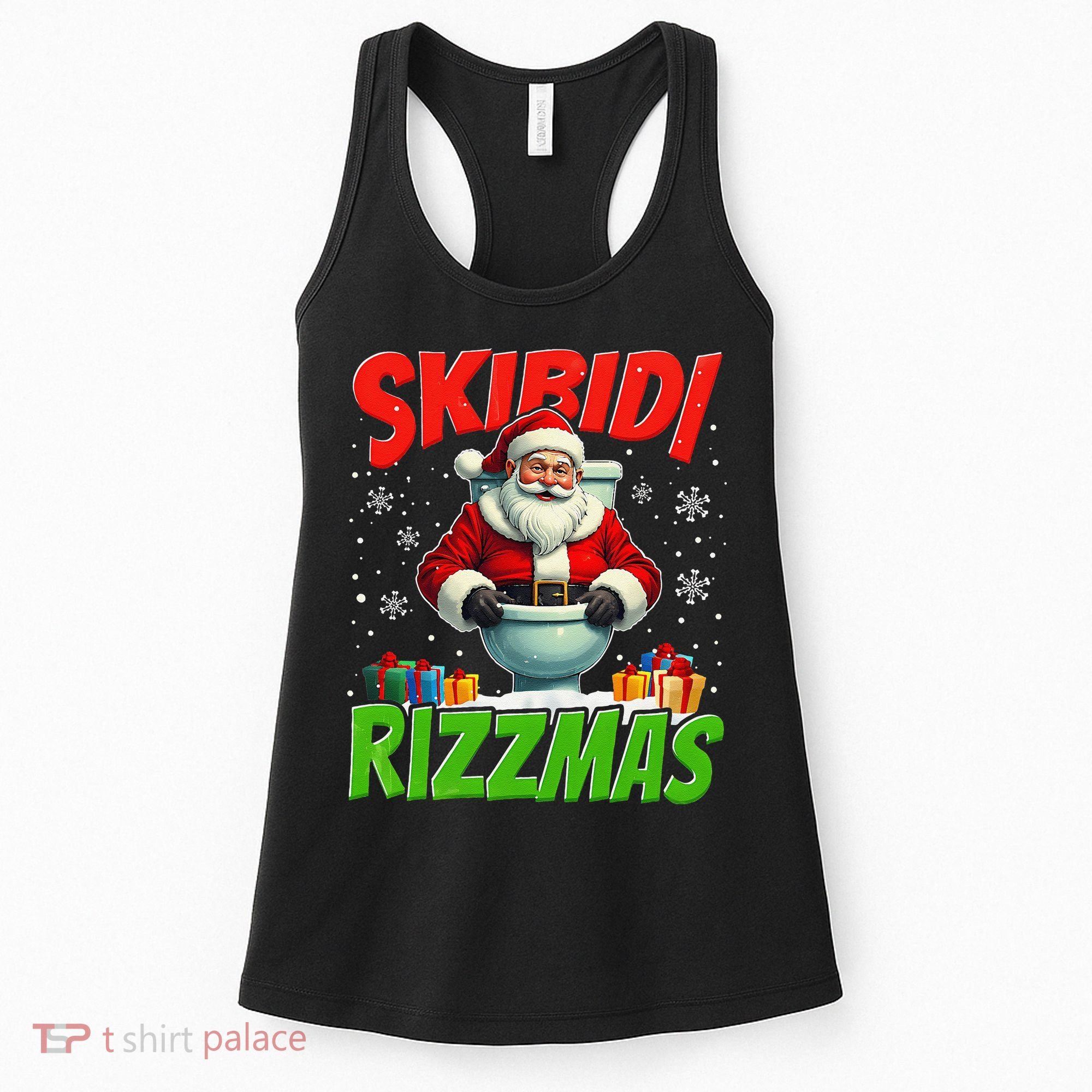 Skibid.I Rizzmas Christmas Rizz Santa Claus Charisma Cool Women's Tank Top