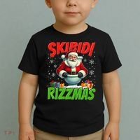 Skibid.I Rizzmas Christmas Rizz Santa Claus Charisma Cool Toddler T-Shirt thumb 2