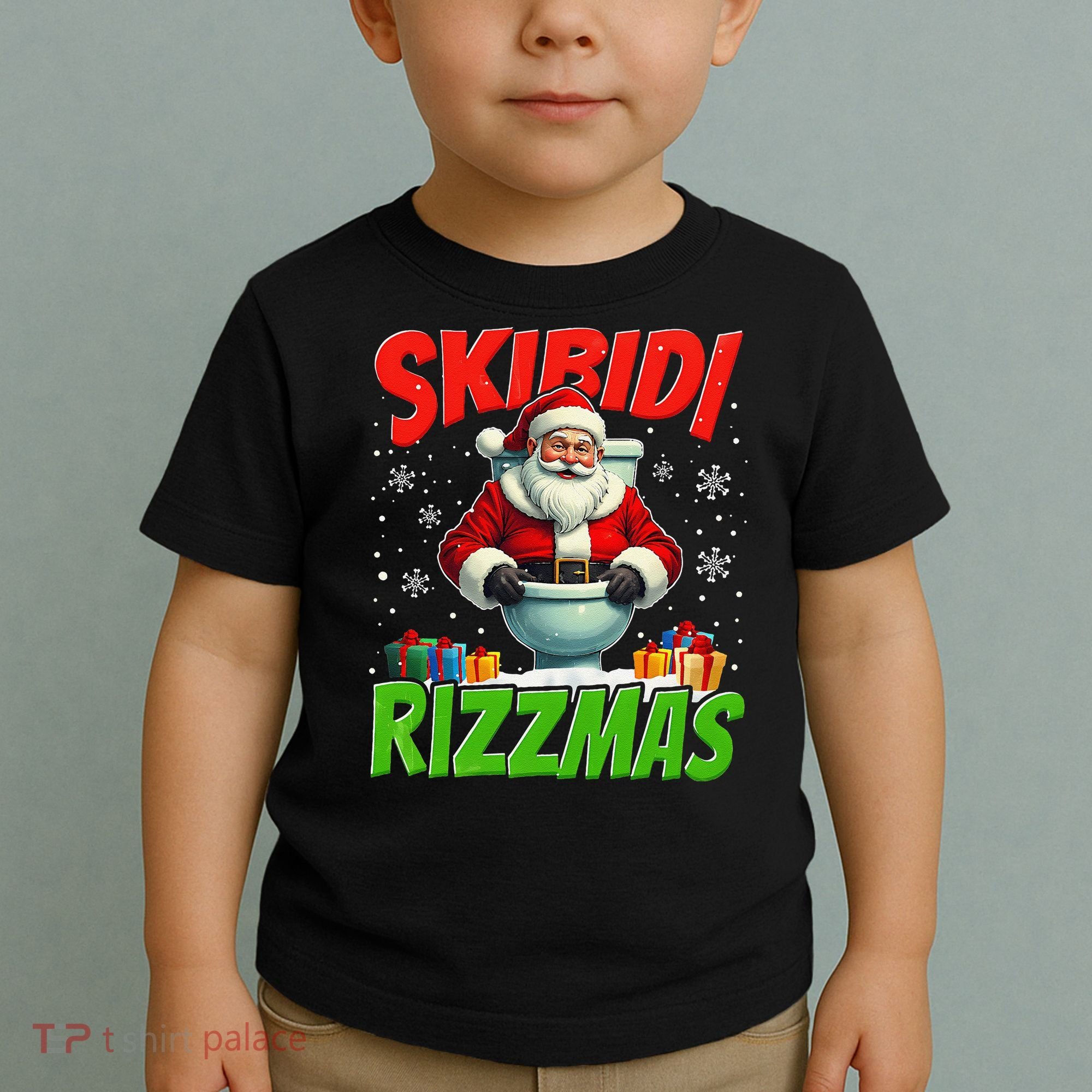Skibid.I Rizzmas Christmas Rizz Santa Claus Charisma Cool Toddler T-Shirt
