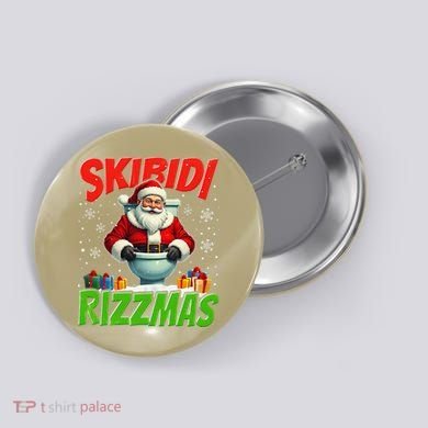 Skibid.I Rizzmas Christmas Rizz Santa Claus Charisma Cool Button