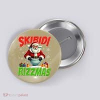 Skibid.I Rizzmas Christmas Rizz Santa Claus Charisma Cool Button thumb 0