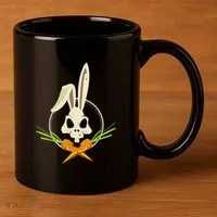 Skull Rabbit Crossbones Carrots Easter Day Emo 11oz C Handle Ceramic Mug thumb 3