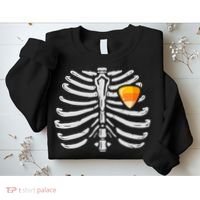 Skeleton Rib Cage Heart Candy Corn Cute Adult Sweatshirt thumb 2