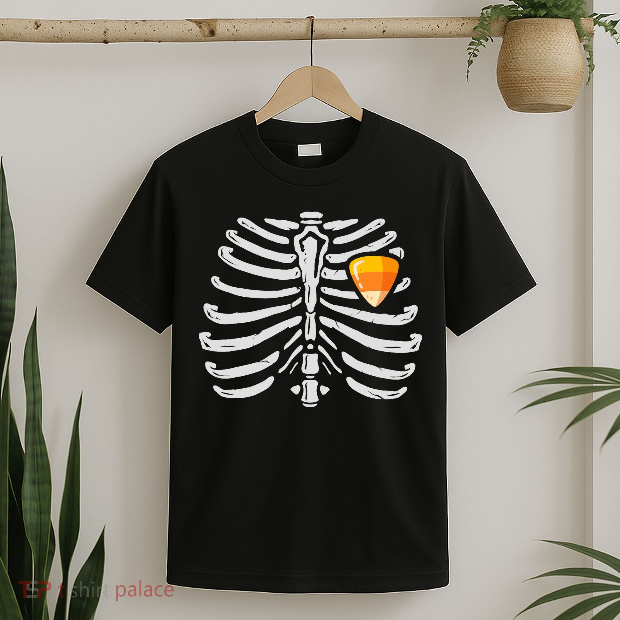 Skeleton Rib Cage Heart Candy Corn Cute Adult T-Shirt