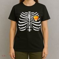 Skeleton Rib Cage Heart Candy Corn Cute Adult T-Shirt thumb 4