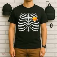 Skeleton Rib Cage Heart Candy Corn Cute Adult T-Shirt thumb 6