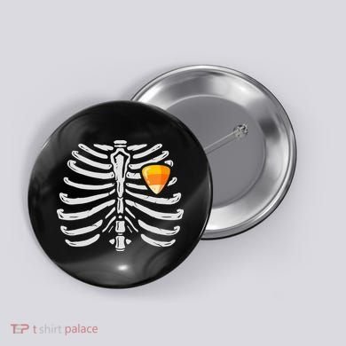 Skeleton Rib Cage Heart Candy Corn Cute Adult Button