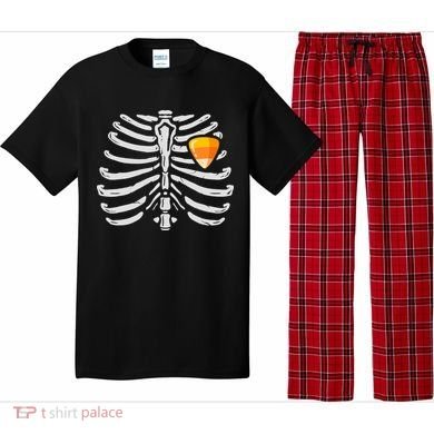 Skeleton Rib Cage Heart Candy Corn Cute Adult Pajama Set