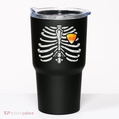 Skeleton Rib Cage Heart Candy Corn Cute Adult Tumbler