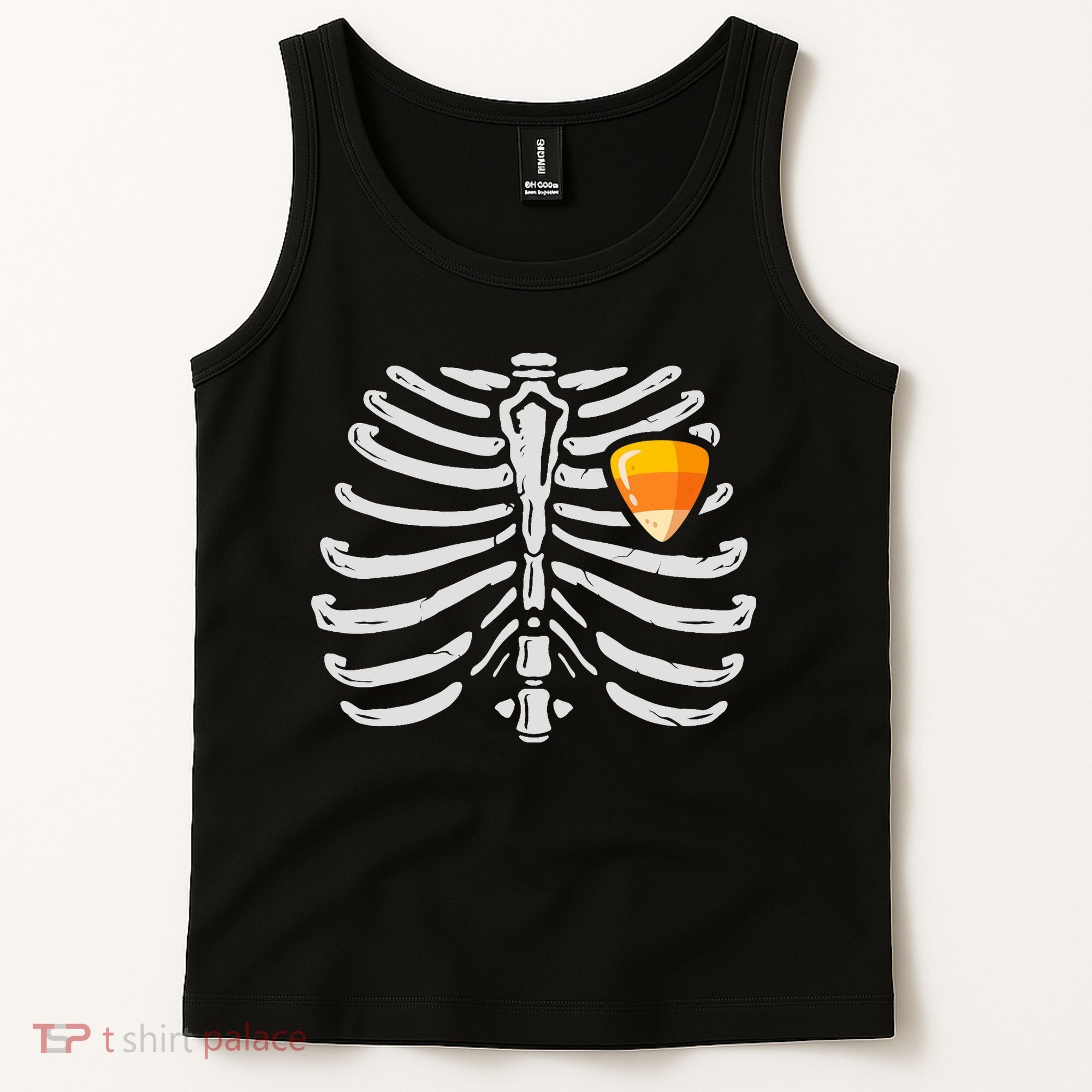 Skeleton Rib Cage Heart Candy Corn Cute Adult Tank Top
