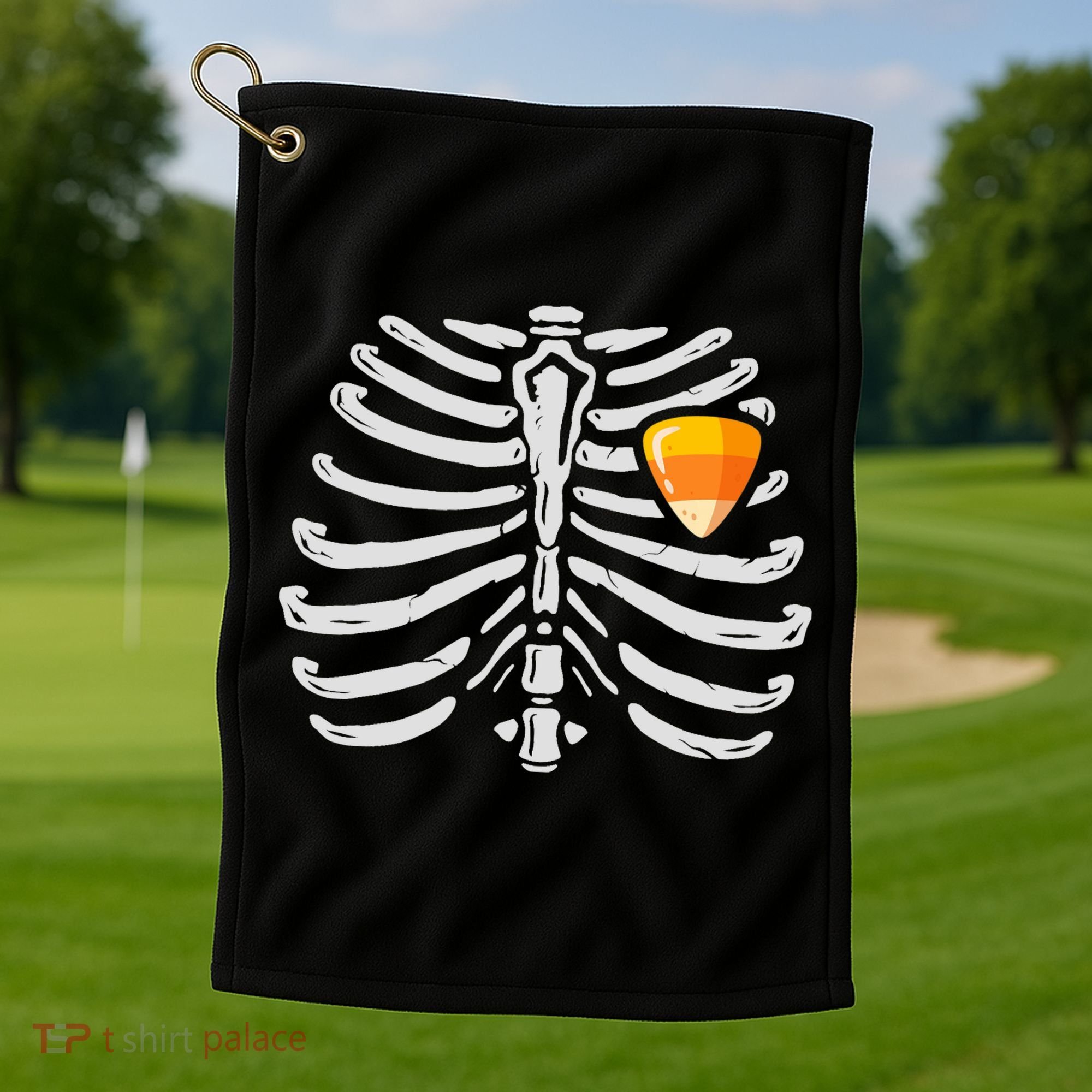 Skeleton Rib Cage Heart Candy Corn Cute Adult Golf Towel