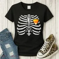 Skeleton Rib Cage Heart Candy Corn Cute Adult Women's T-Shirt thumb 3