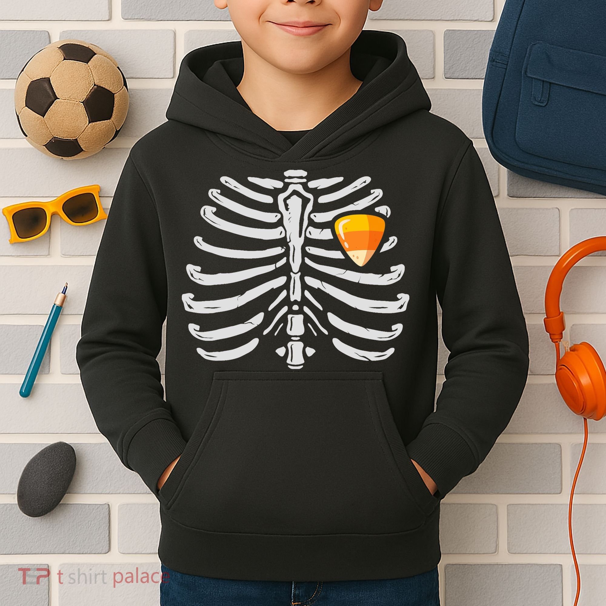 Skeleton Rib Cage Heart Candy Corn Cute Adult Kids Hoodie