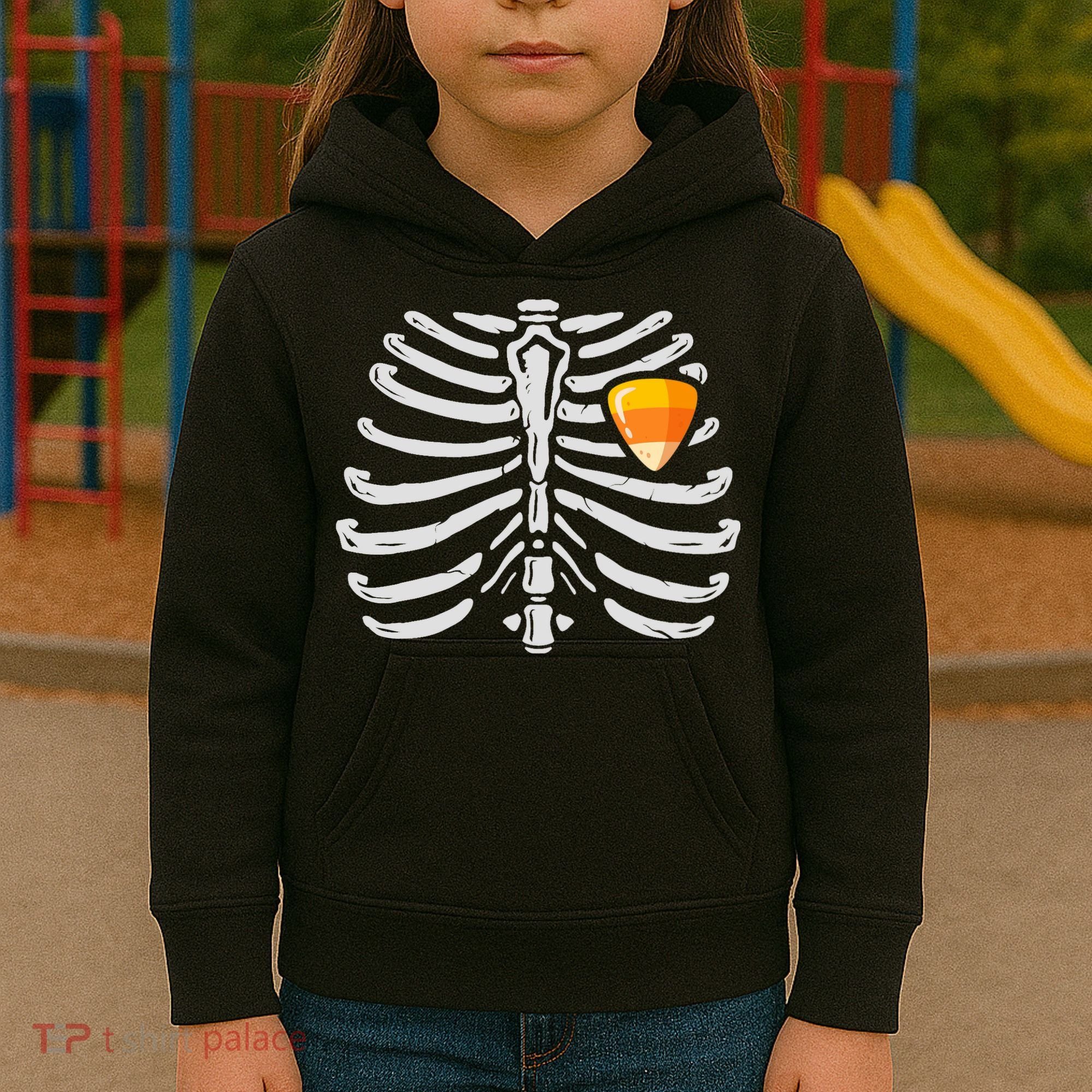 Skeleton Rib Cage Heart Candy Corn Cute Adult Kids Hoodie
