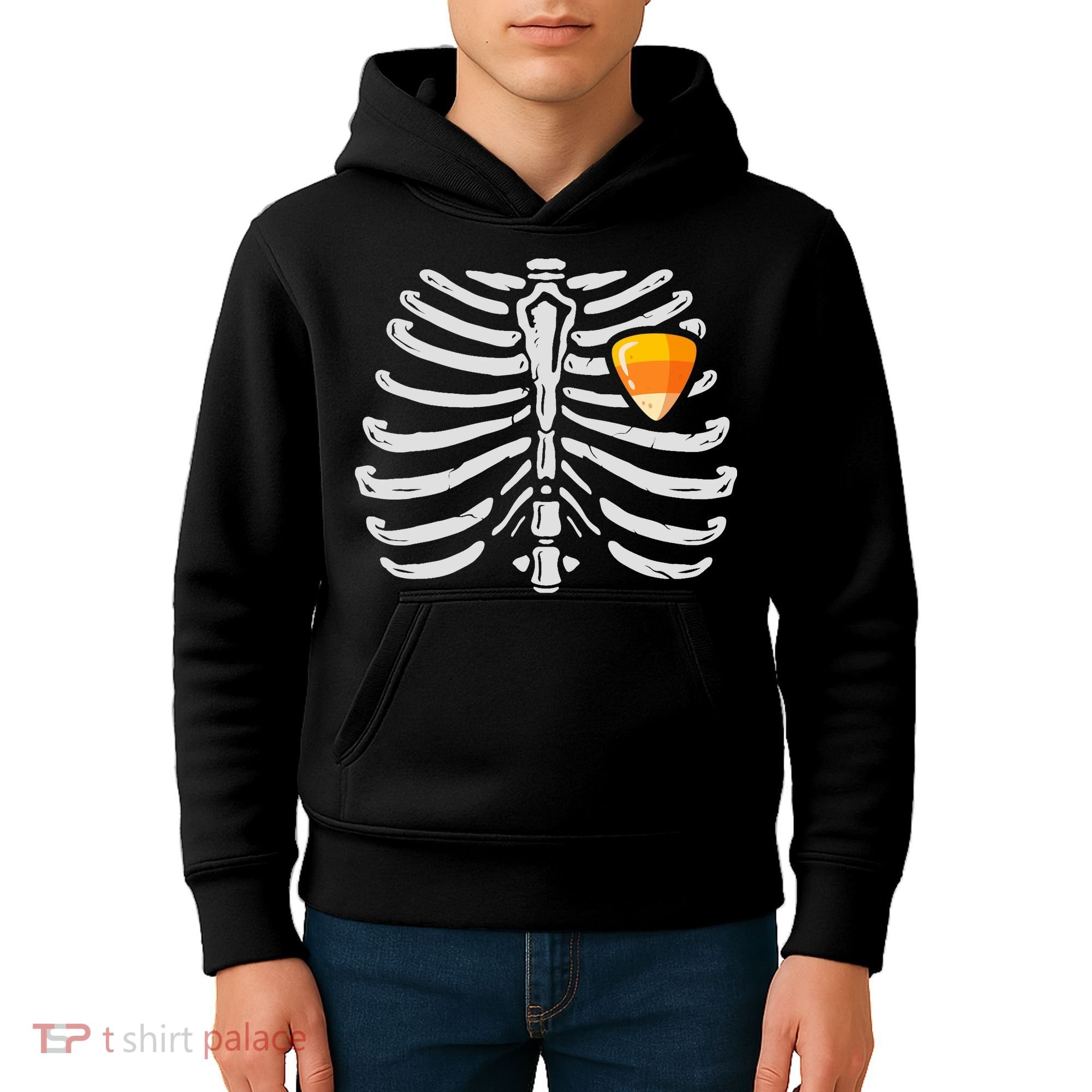 Skeleton Rib Cage Heart Candy Corn Cute Adult Kids Hoodie