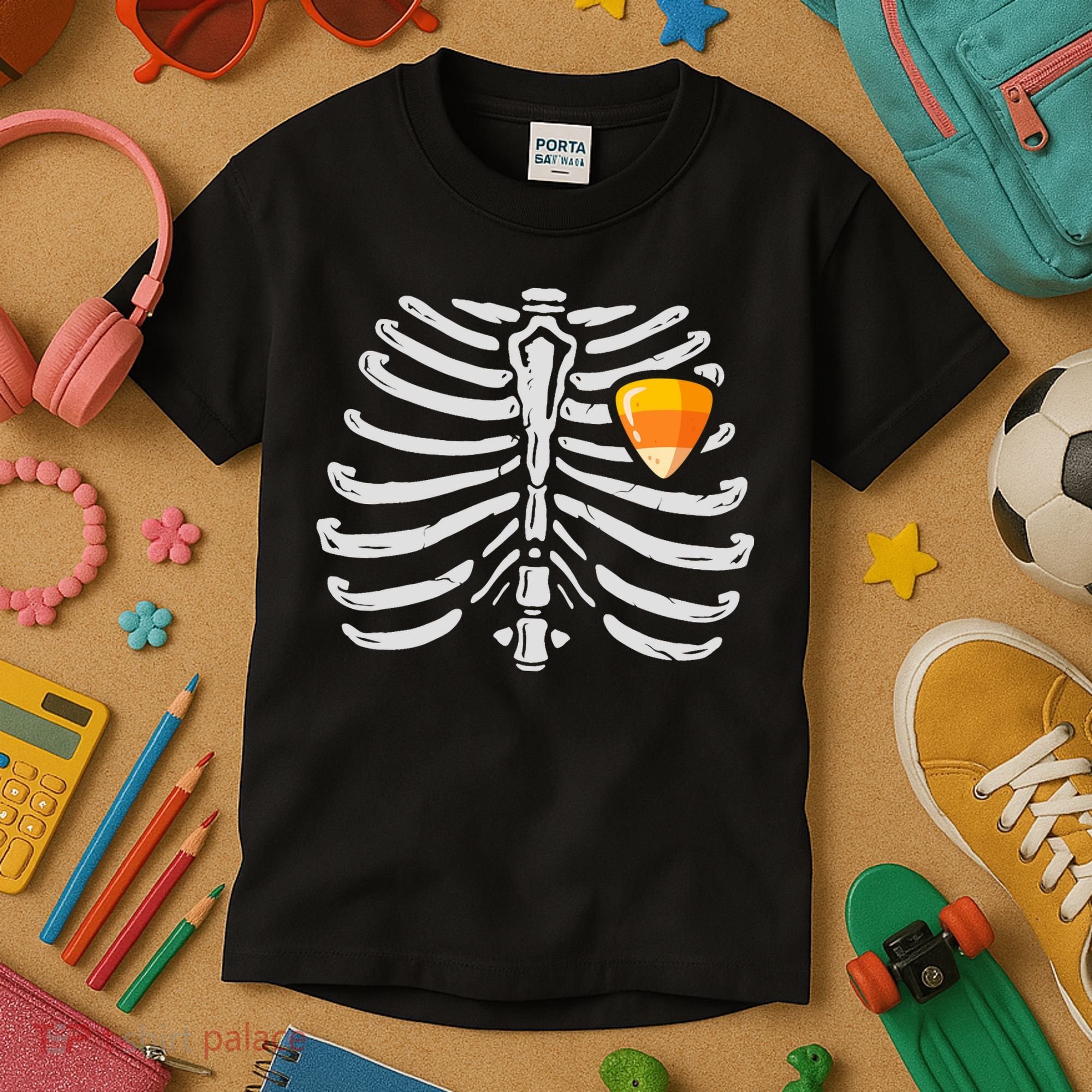 Skeleton Rib Cage Heart Candy Corn Cute Adult Kids T-Shirt