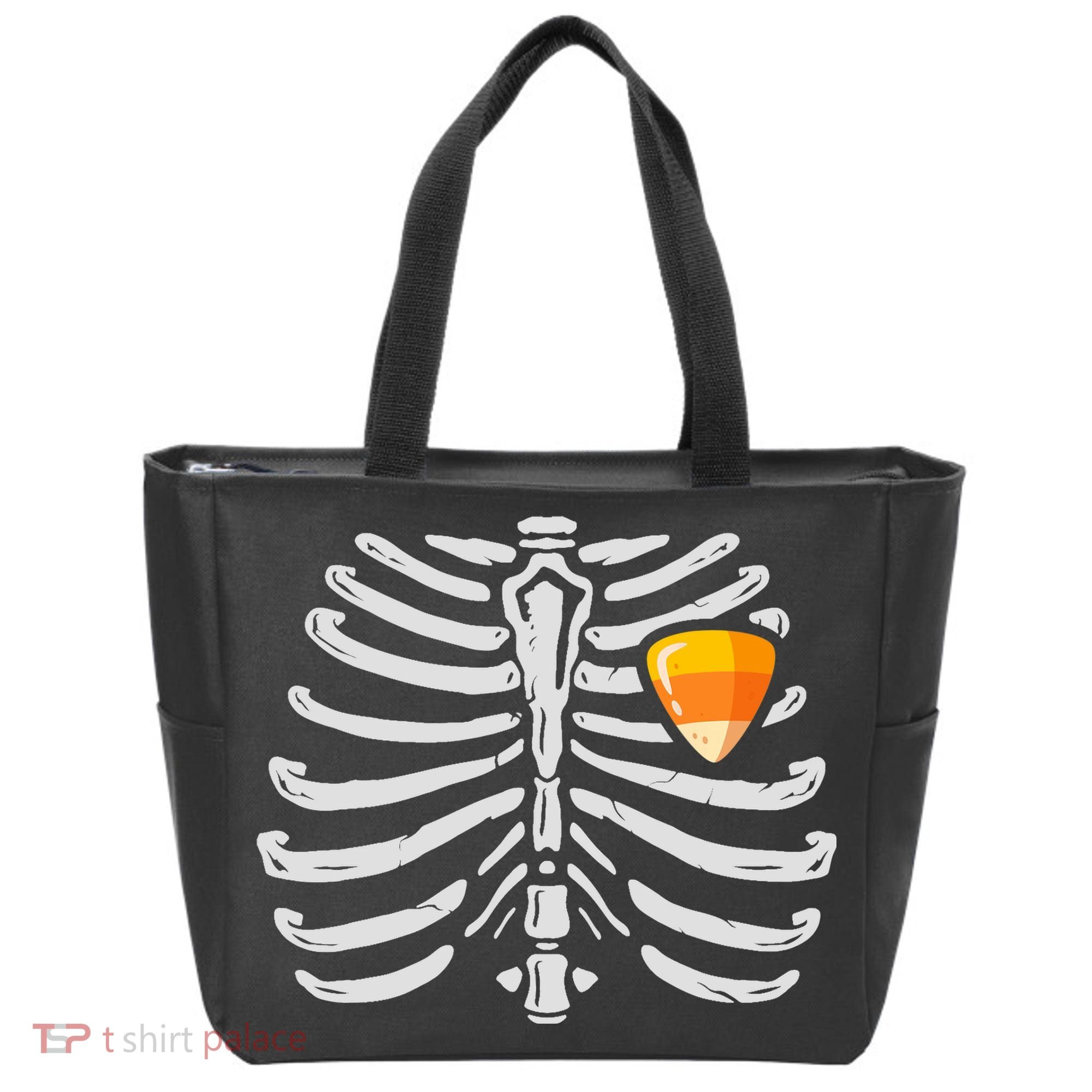 Skeleton Rib Cage Heart Candy Corn Cute Adult Tote Bag