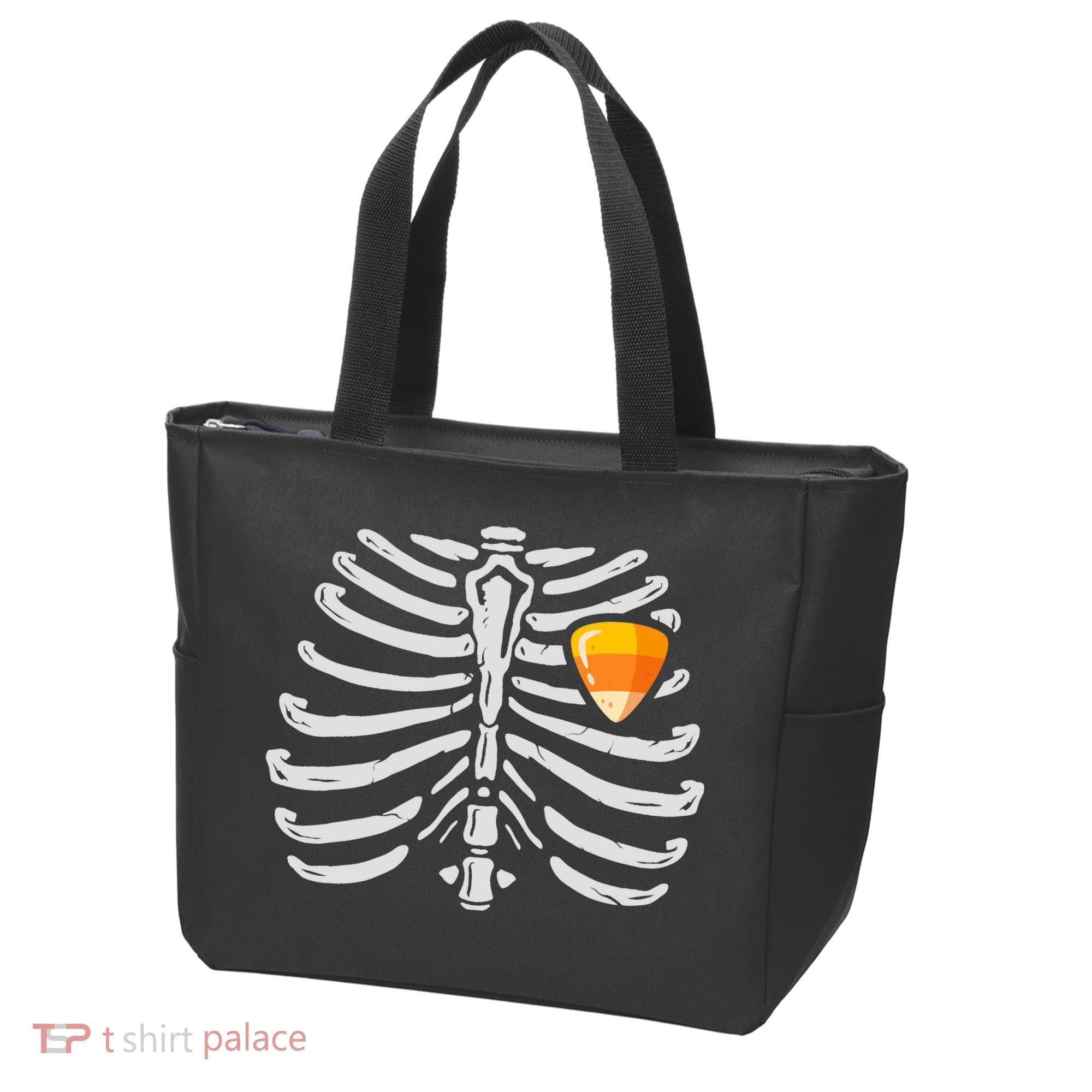 Skeleton Rib Cage Heart Candy Corn Cute Adult Tote Bag