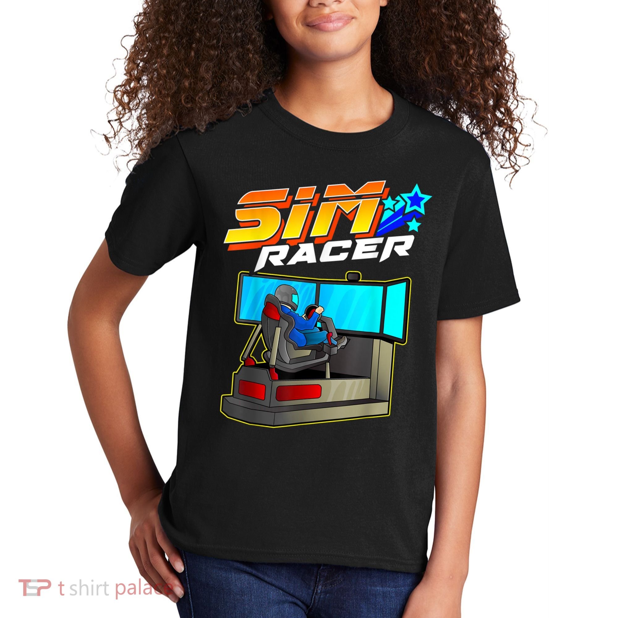 Sim Racer Car Racing And Driving Simulator Motion Rig Kids T-Shirt