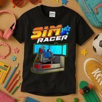 Sim Racer Car Racing And Driving Simulator Motion Rig Kids T-Shirt thumb 3