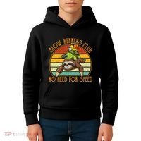 Slow Runners Club No Need For Speed - Sloth & Turtle Snail Kids Hoodie thumb 4