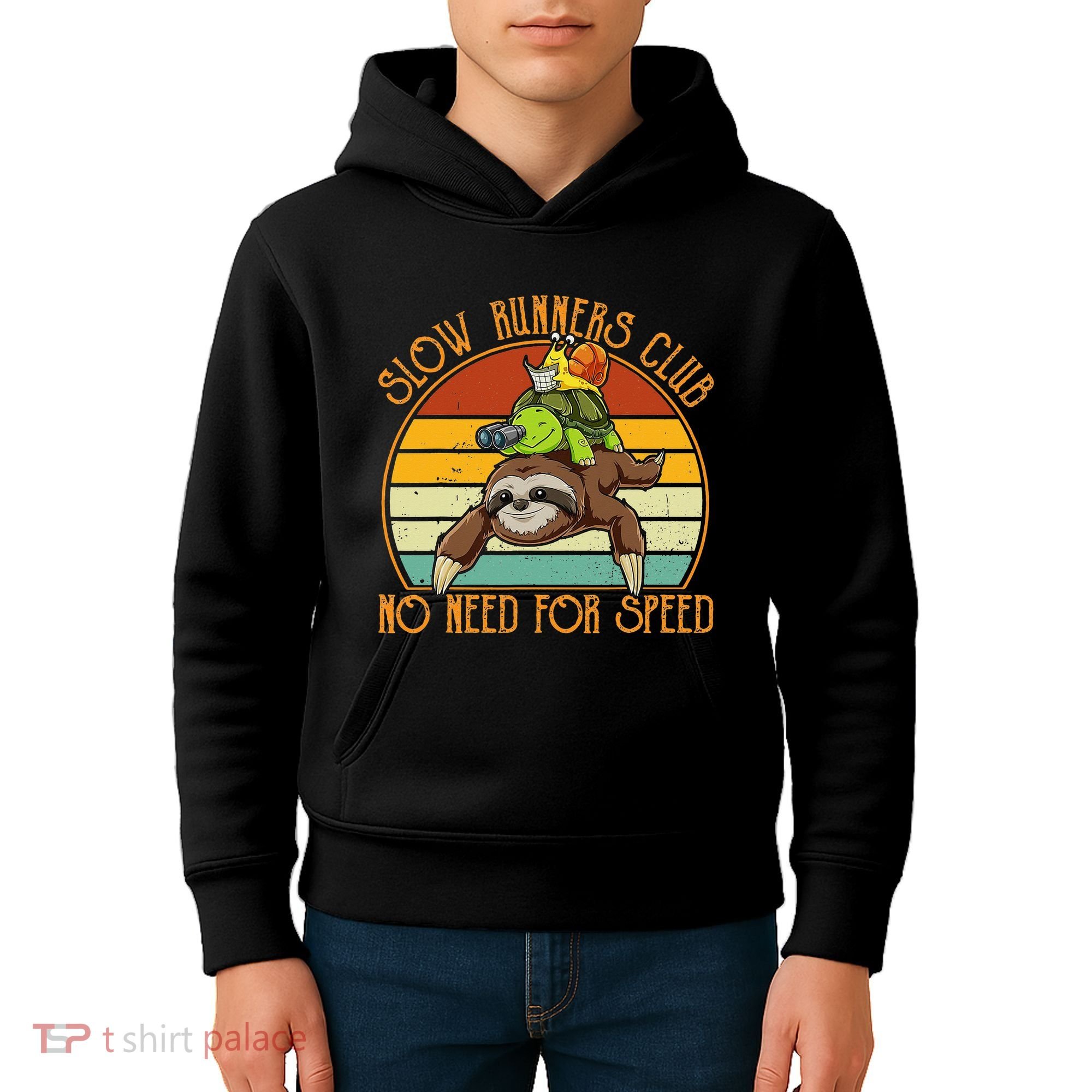 Slow Runners Club No Need For Speed - Sloth & Turtle Snail Kids Hoodie