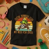 Slow Runners Club No Need For Speed - Sloth & Turtle Snail Kids T-Shirt thumb 3