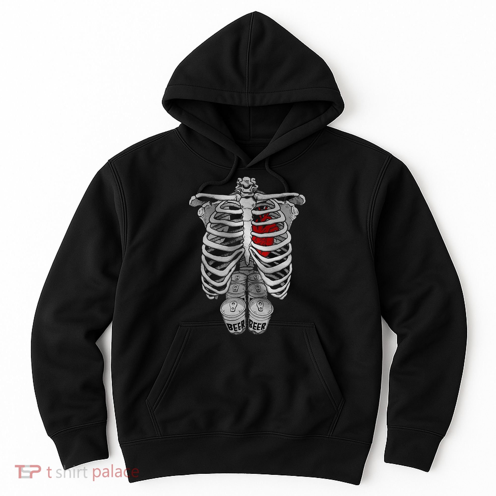 Skeleton Rib Cage Full Of Beer Funny Halloween Costume Hoodie