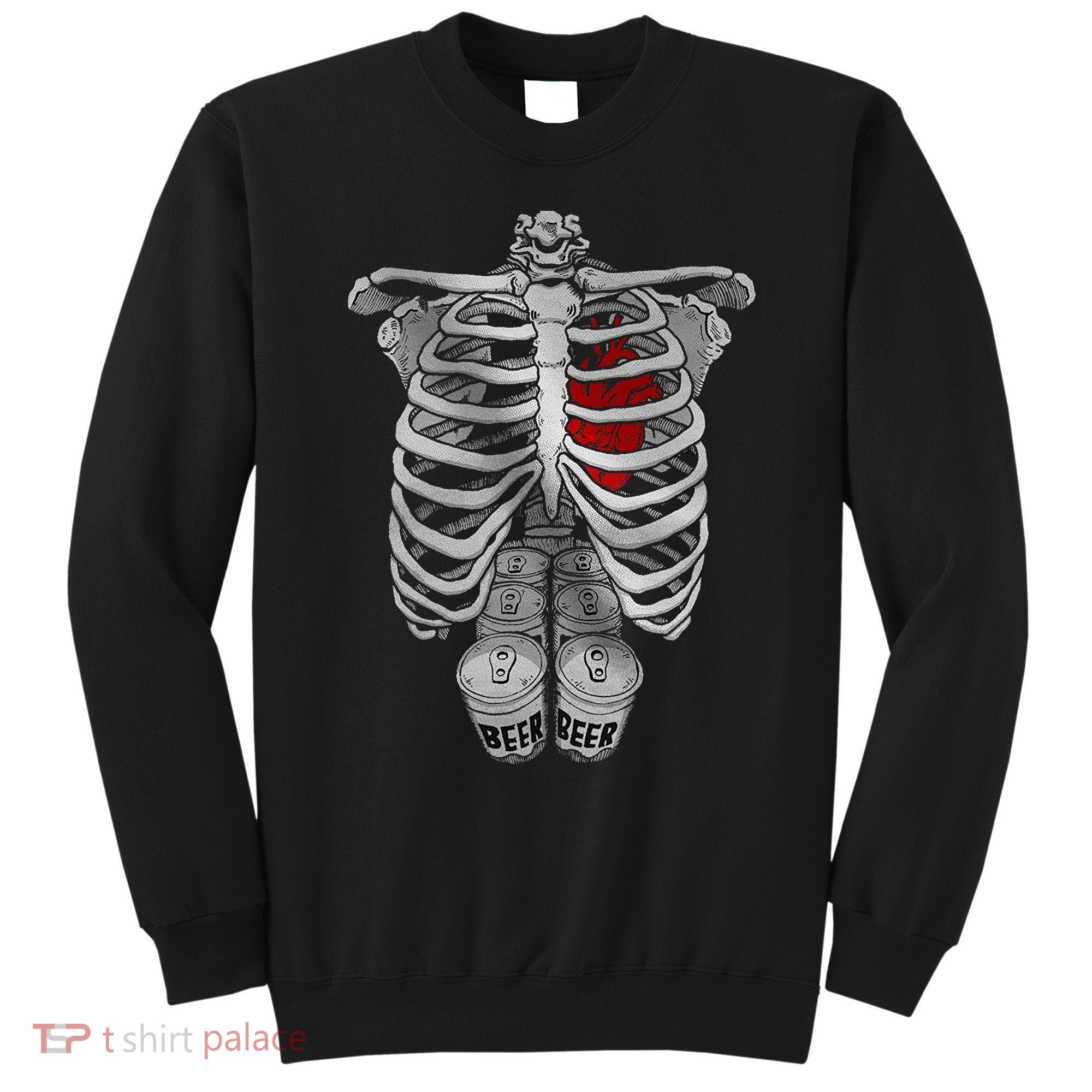 Skeleton Rib Cage Full Of Beer Funny Halloween Costume Sweatshirt