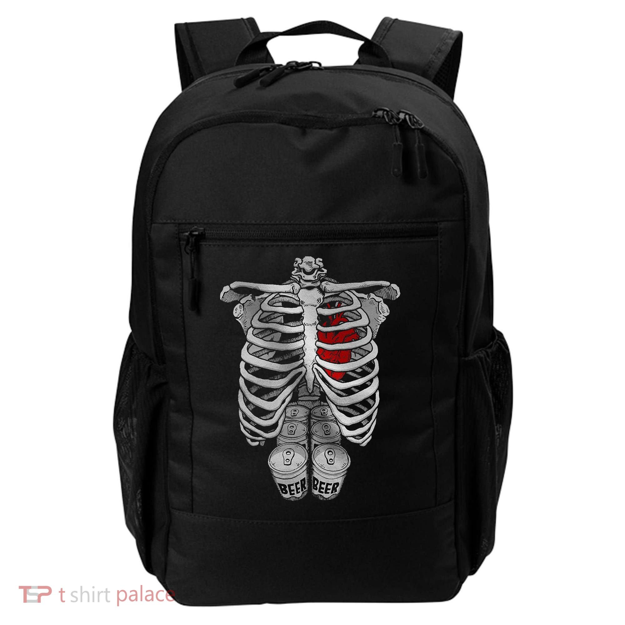 Skeleton Rib Cage Full Of Beer Funny Halloween Costume Backpack