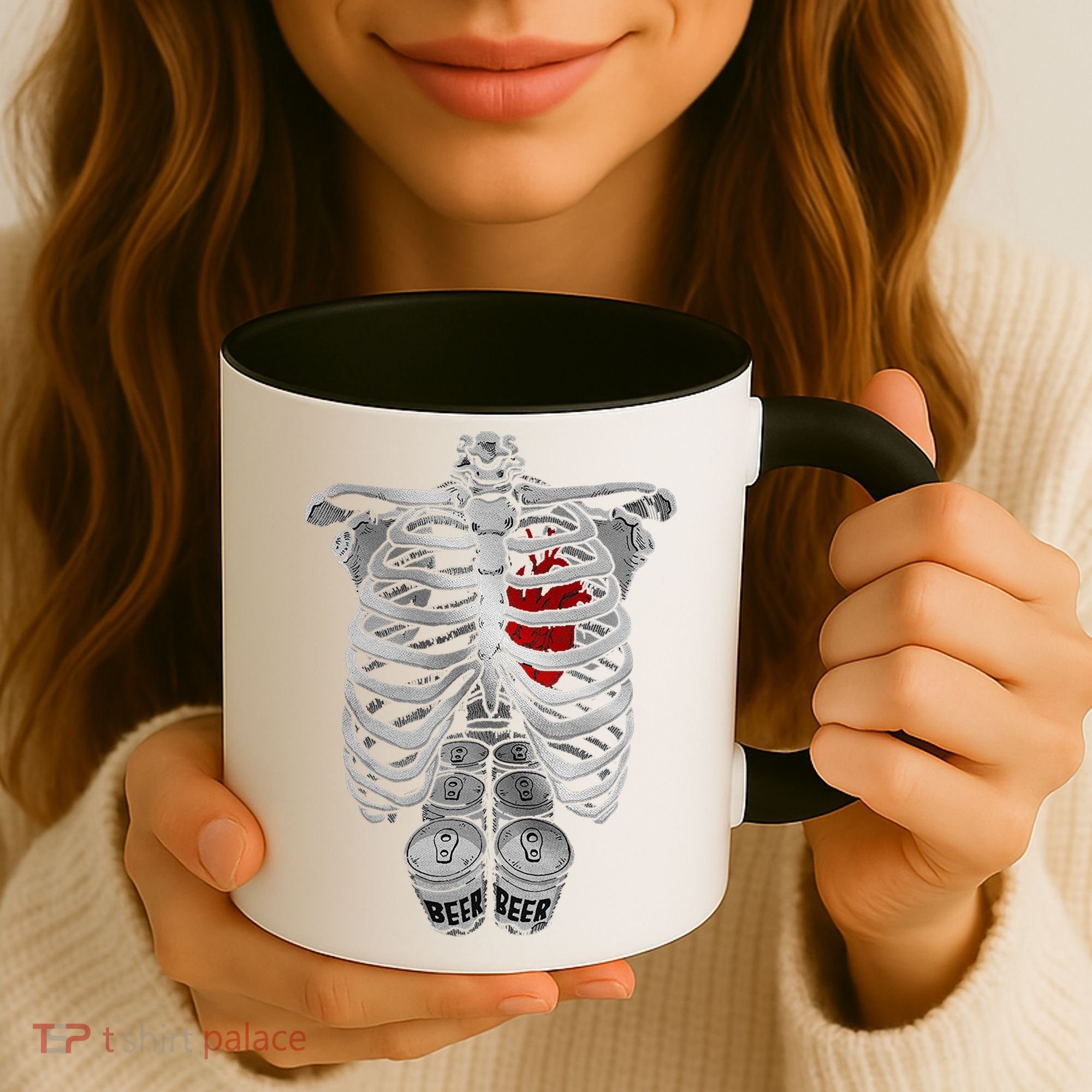 Skeleton Rib Cage Full Of Beer Funny Halloween Costume Coffee Mug