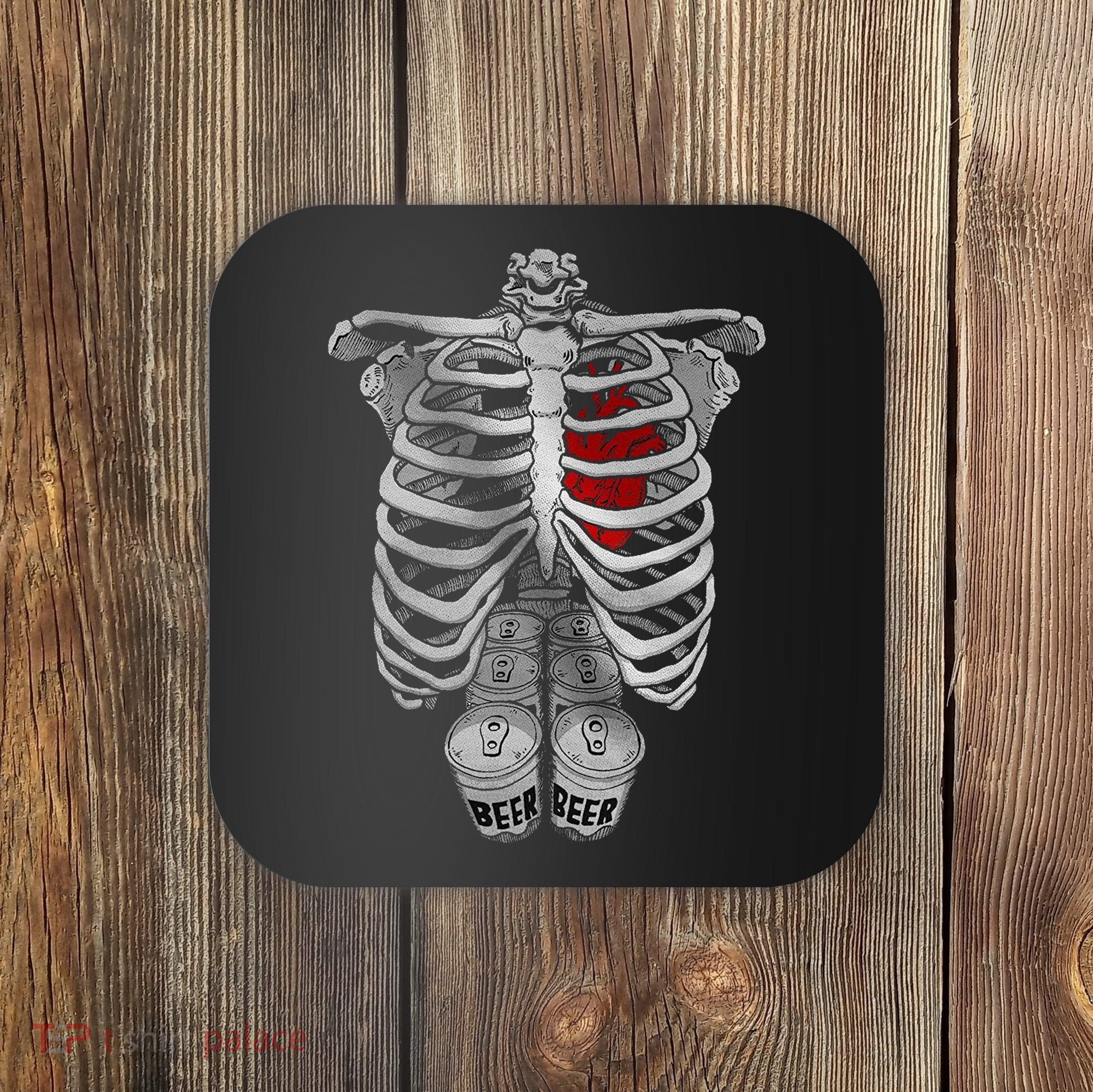 Skeleton Rib Cage Full Of Beer Funny Halloween Costume Coaster