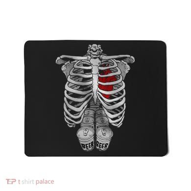 Skeleton Rib Cage Full Of Beer Funny Halloween Costume Mousepad