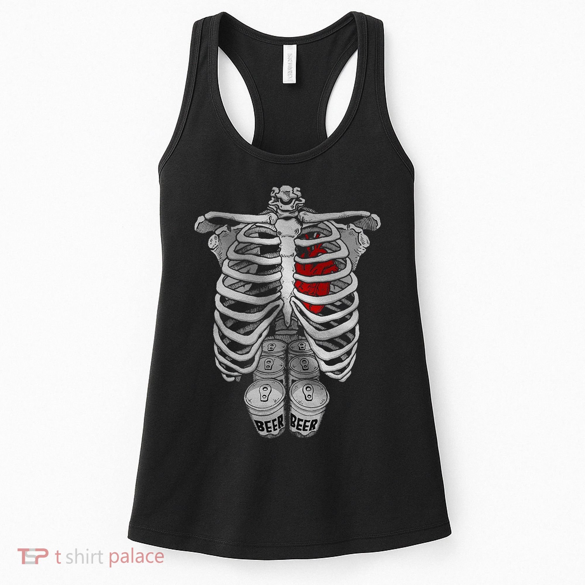 Skeleton Rib Cage Full Of Beer Funny Halloween Costume Women's Tank Top