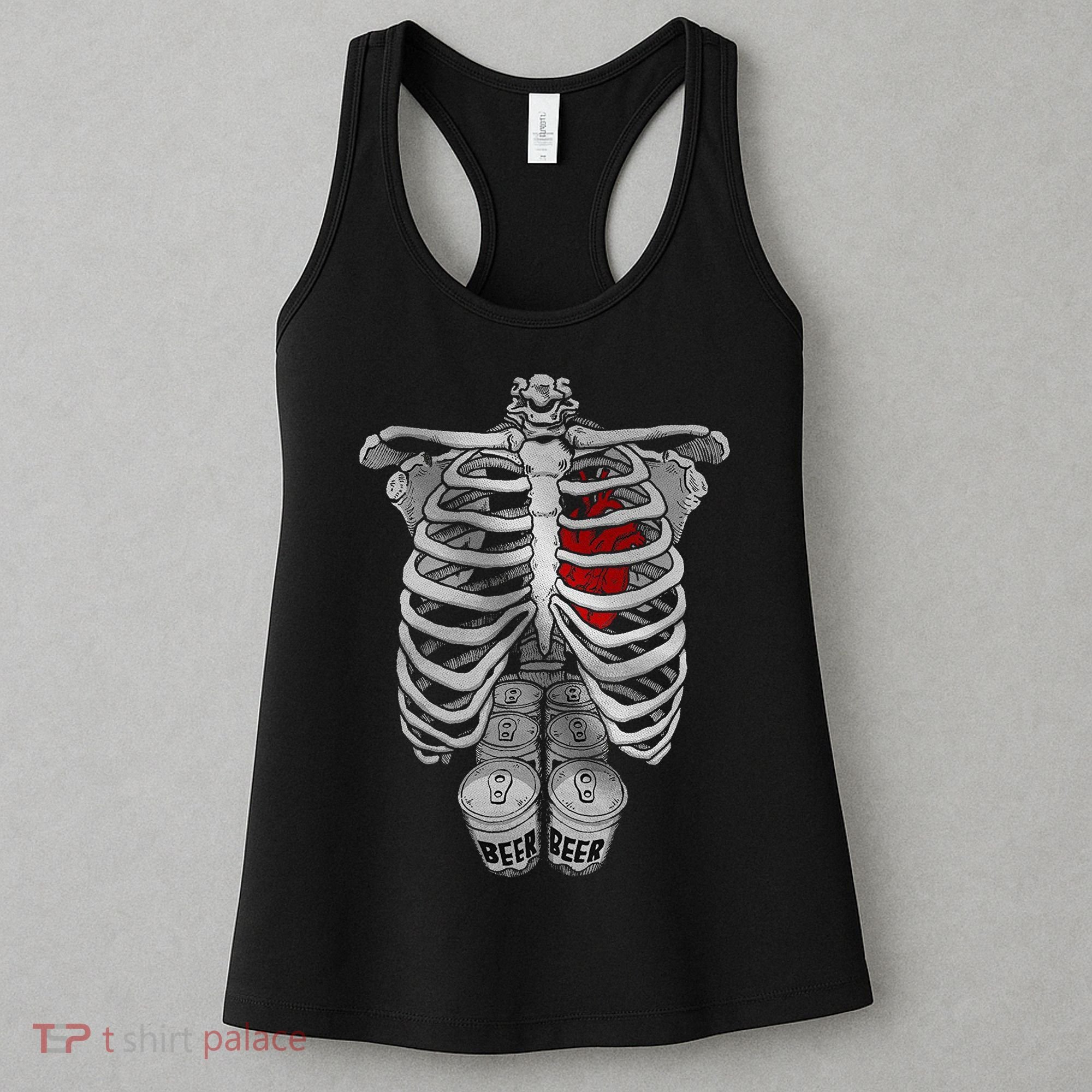 Skeleton Rib Cage Full Of Beer Funny Halloween Costume Women's Tank Top