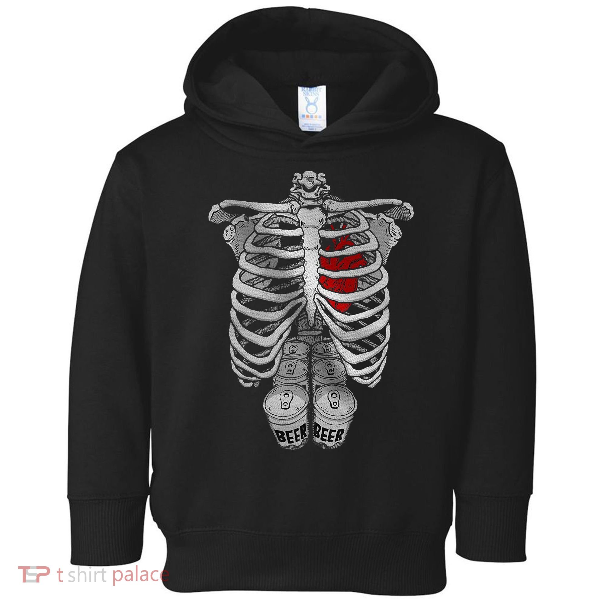 Skeleton Rib Cage Full Of Beer Funny Halloween Costume Toddler Hoodie