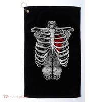 Skeleton Rib Cage Full Of Beer Funny Halloween Costume Golf Towel thumb 0