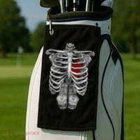 Skeleton Rib Cage Full Of Beer Funny Halloween Costume Golf Towel thumb 2
