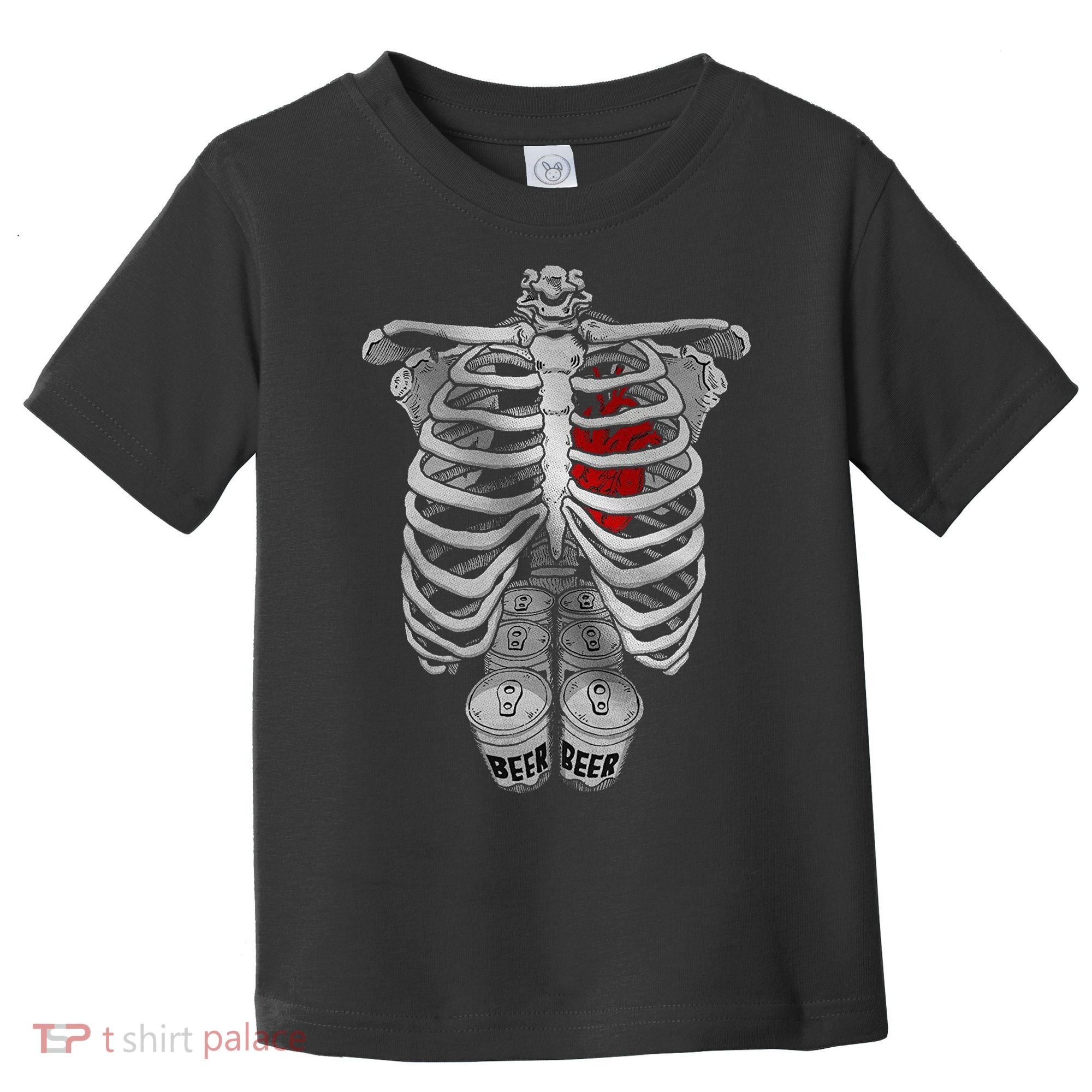 Skeleton Rib Cage Full Of Beer Funny Halloween Costume Toddler T-Shirt
