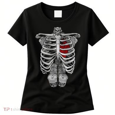 Skeleton Rib Cage Full Of Beer Funny Halloween Costume Women's T-Shirt