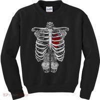 Skeleton Rib Cage Full Of Beer Funny Halloween Costume Kids Sweatshirt thumb 0