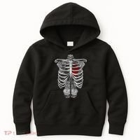 Skeleton Rib Cage Full Of Beer Funny Halloween Costume Kids Hoodie thumb 0